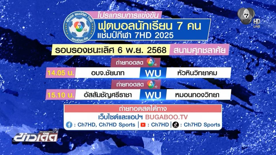 ฟุตบอลนักเรียน 7 คน แชมป์กีฬา 7HD รอบรองฯ ฟาดแข้งเดือดพรุ่งนี้